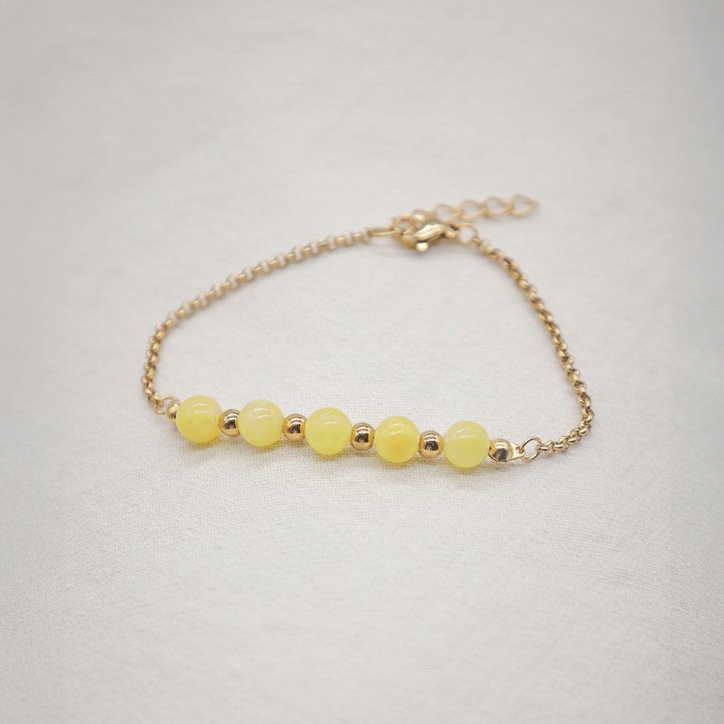 Armband „Exotica“ aus Edelstahl und Natursteinen - Gelb