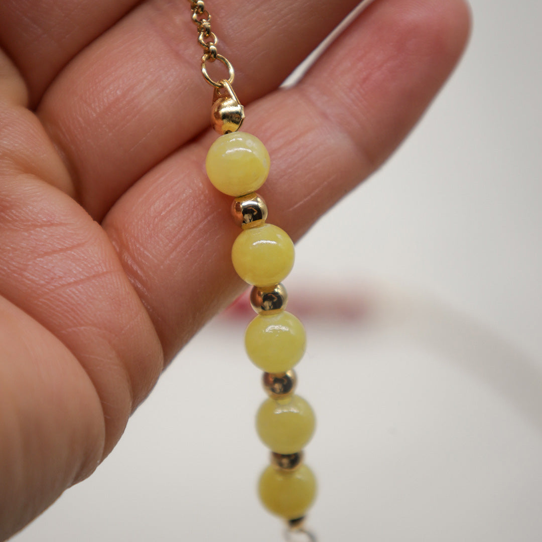 Armband „Exotica“ aus Edelstahl und Natursteinen - Gelb