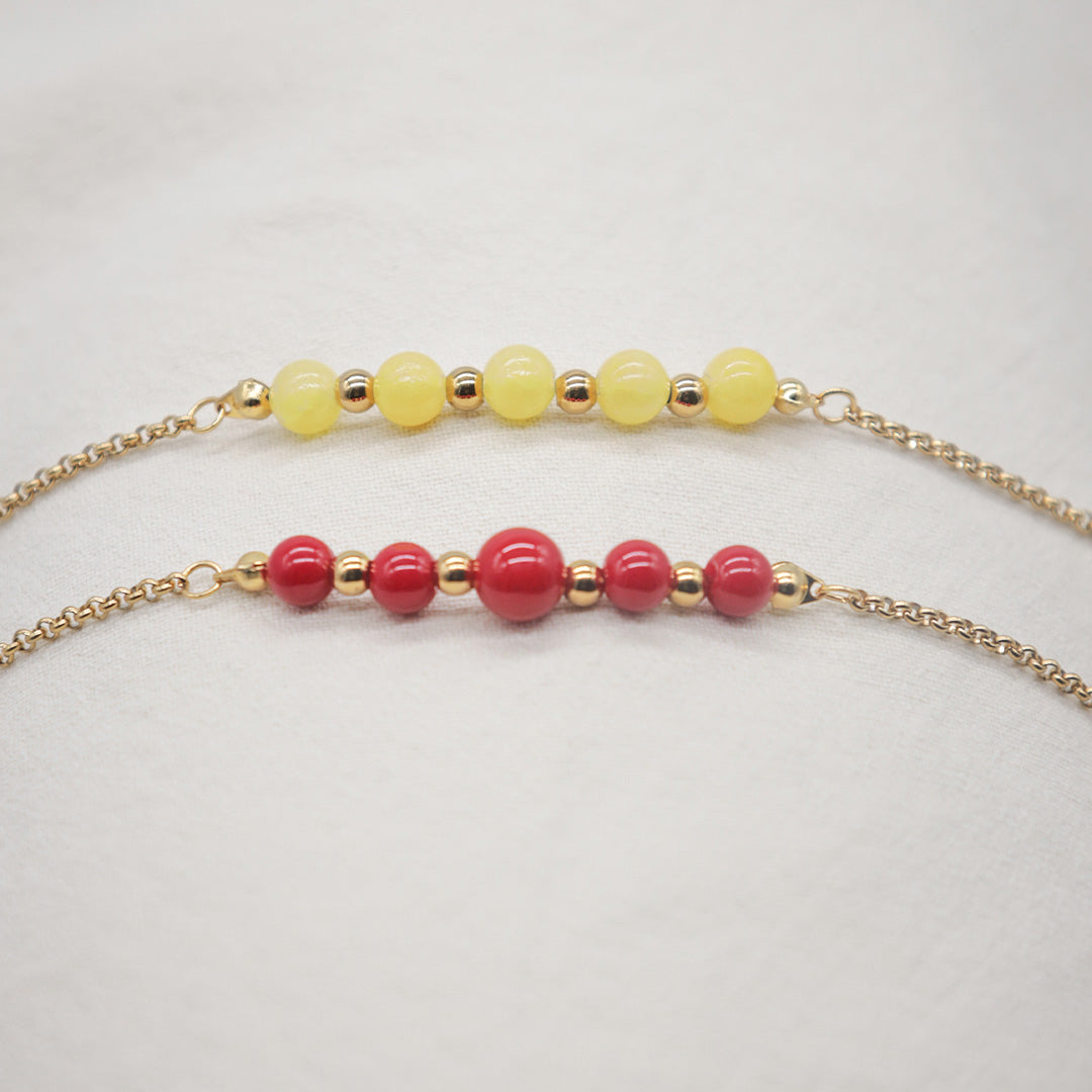 Armband „Exotica“ aus Edelstahl und Natursteinen - Gelb