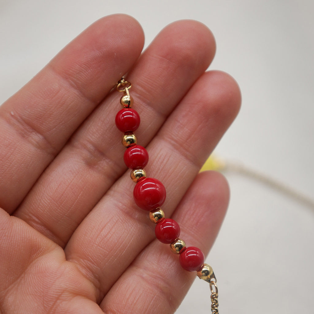 Armband „Exotica“ aus Edelstahl und Natursteinen - Rot